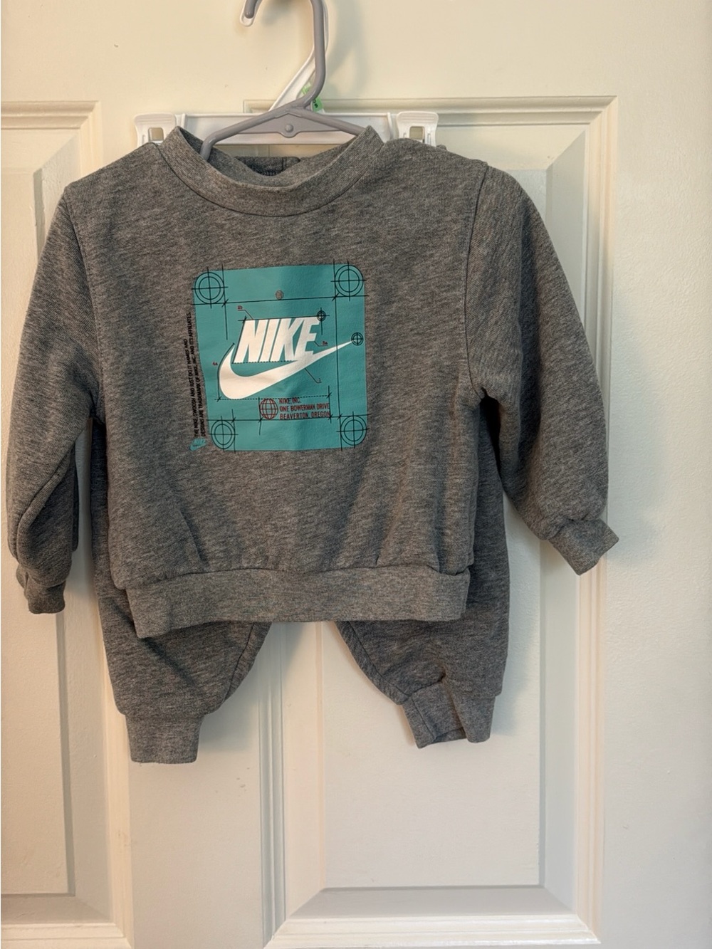Nike Kids Gray Sweatshirt with Teal Logo Panel